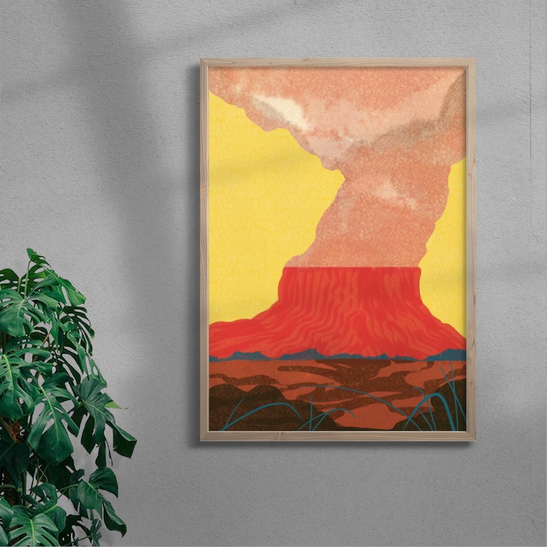 Red Volcano contemporary wall art print by Lily Kong - sold by DROOL