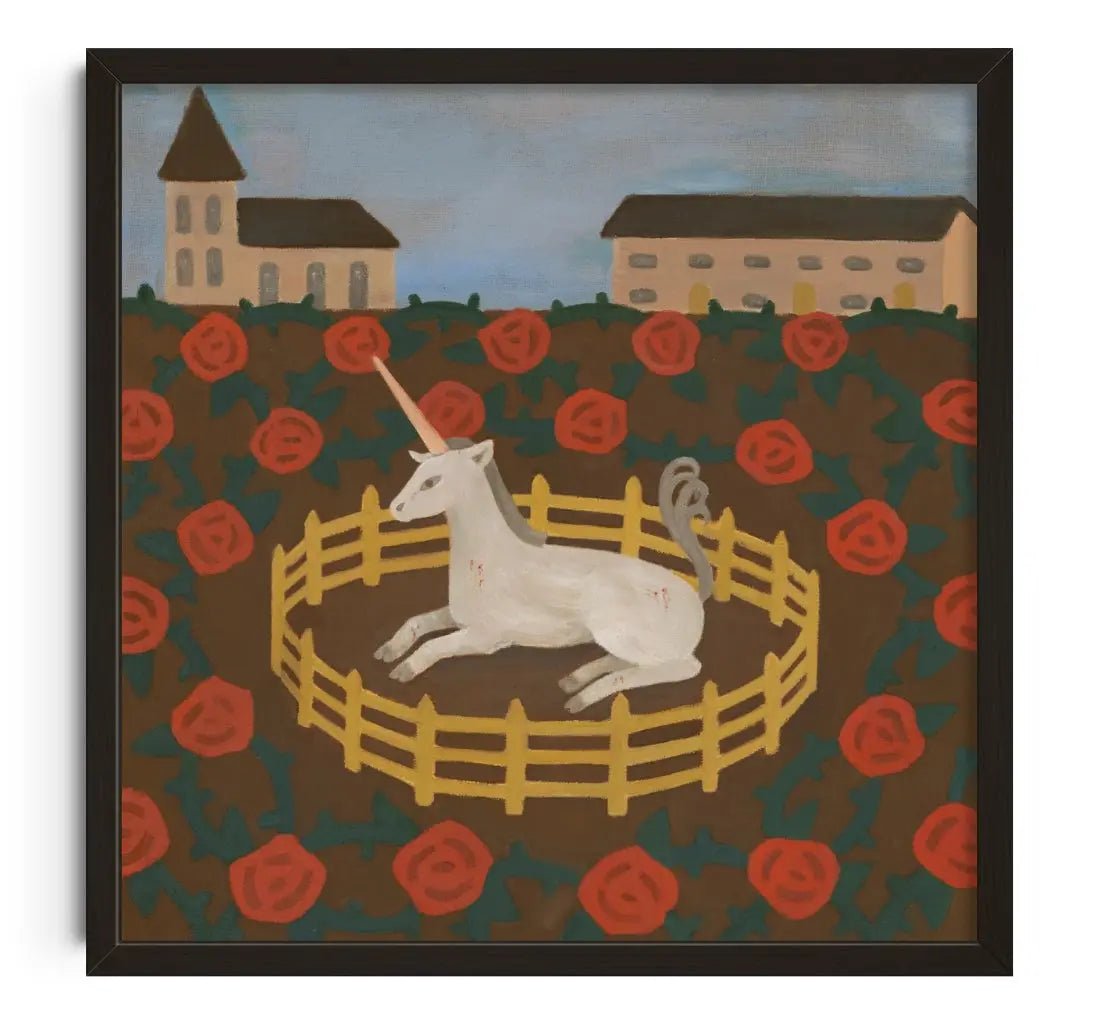Unicorn in Captivity  contemporary art print by Tish von Broen - sold by DROOL