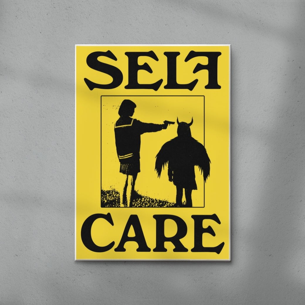 Self Care (Yellow) contemporary wall art print by Utsav Verma - sold by DROOL