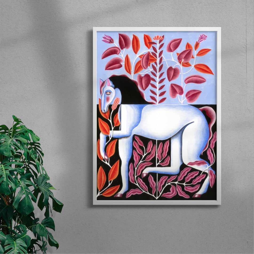 Baby Blue Horse contemporary wall art print by Carla Petelski - sold by DROOL