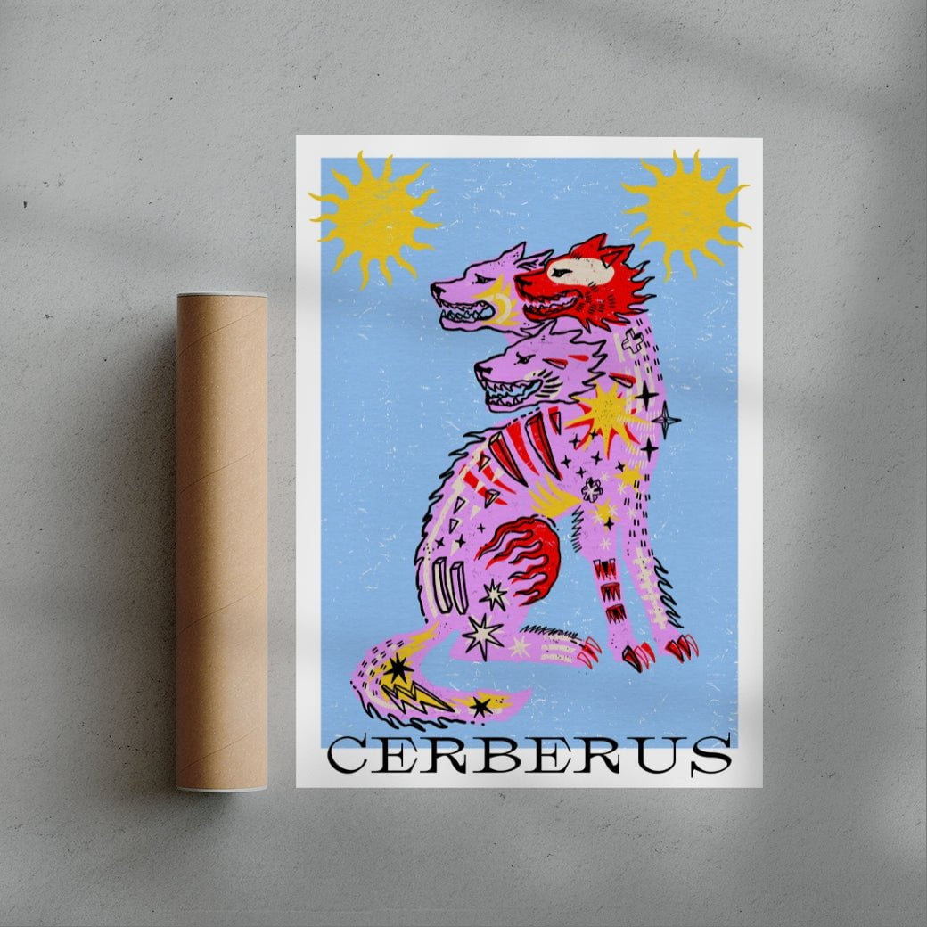 Cerberus In Pink And Blue contemporary wall art print by Kwonny - sold by DROOL