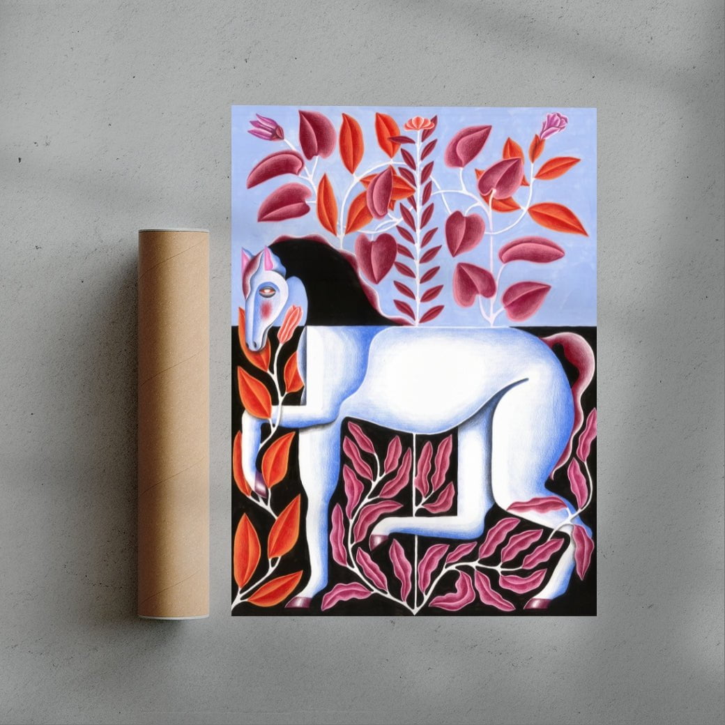 Baby Blue Horse contemporary wall art print by Carla Petelski - sold by DROOL