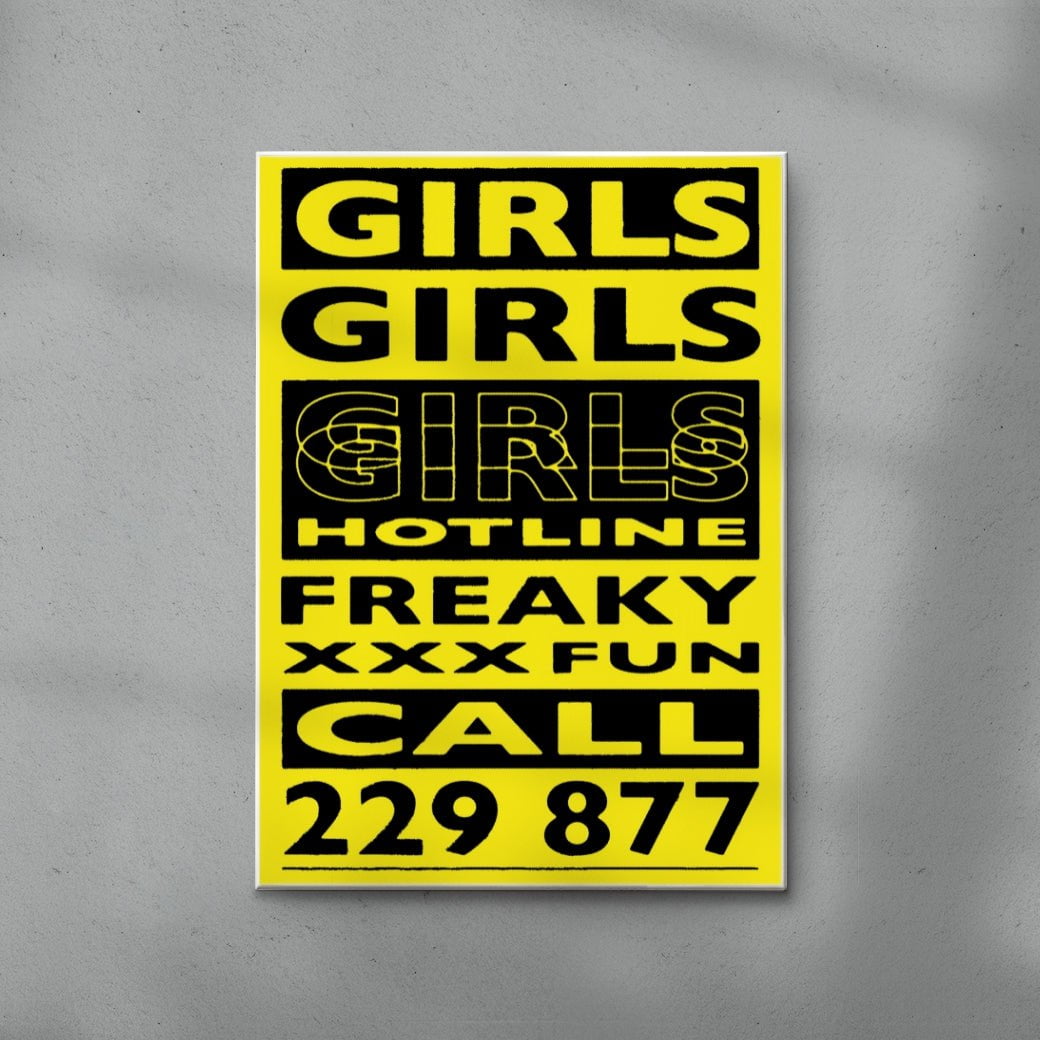 GIRLS GIRLS GIRLS contemporary wall art print by Sven Silk - sold by DROOL