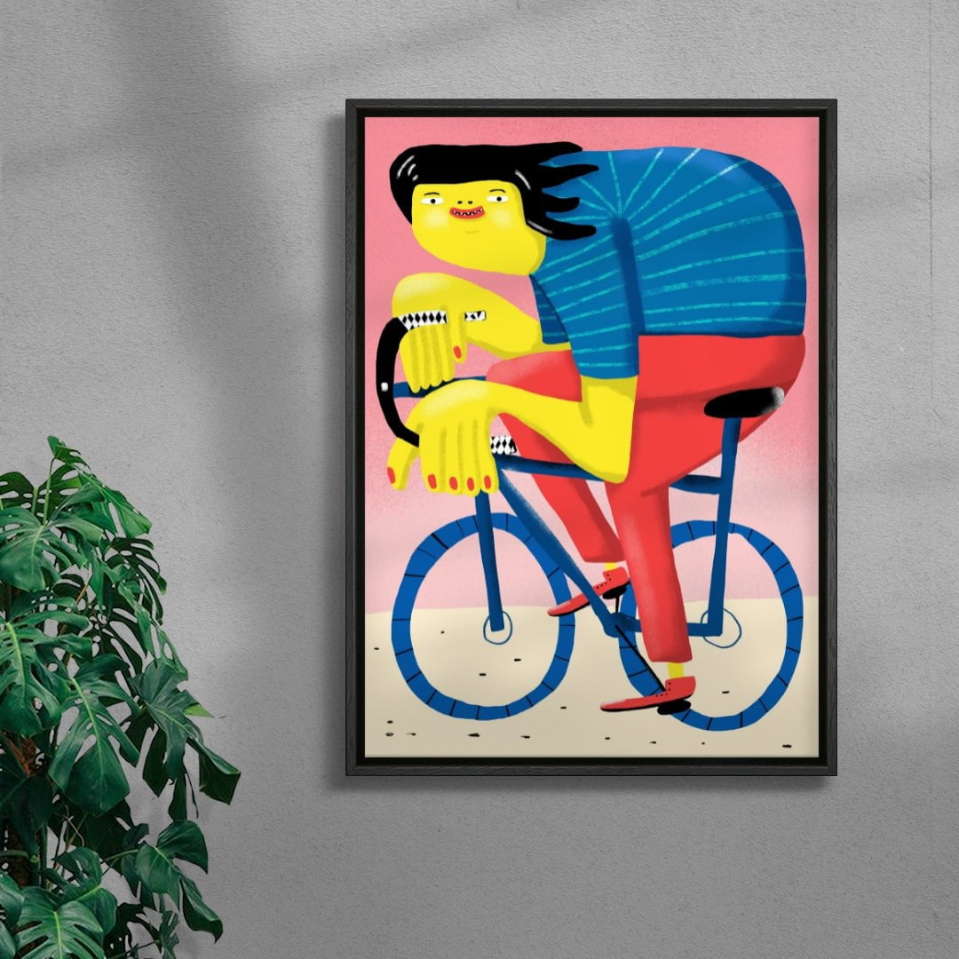 Happy Cycling contemporary wall art print by Nina Bachmann - sold by DROOL