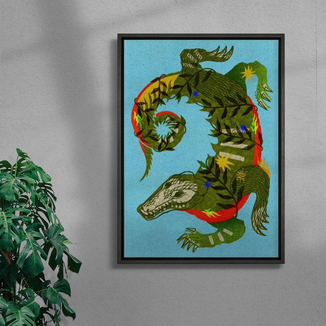 Alligator Guardian contemporary wall art print by Kwonny - sold by DROOL
