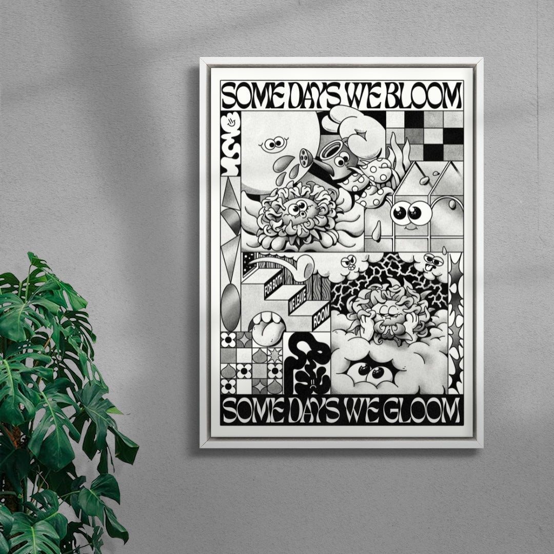 Some Days We Bloom (Black & White) contemporary wall art print by My Sunbeam - sold by DROOL