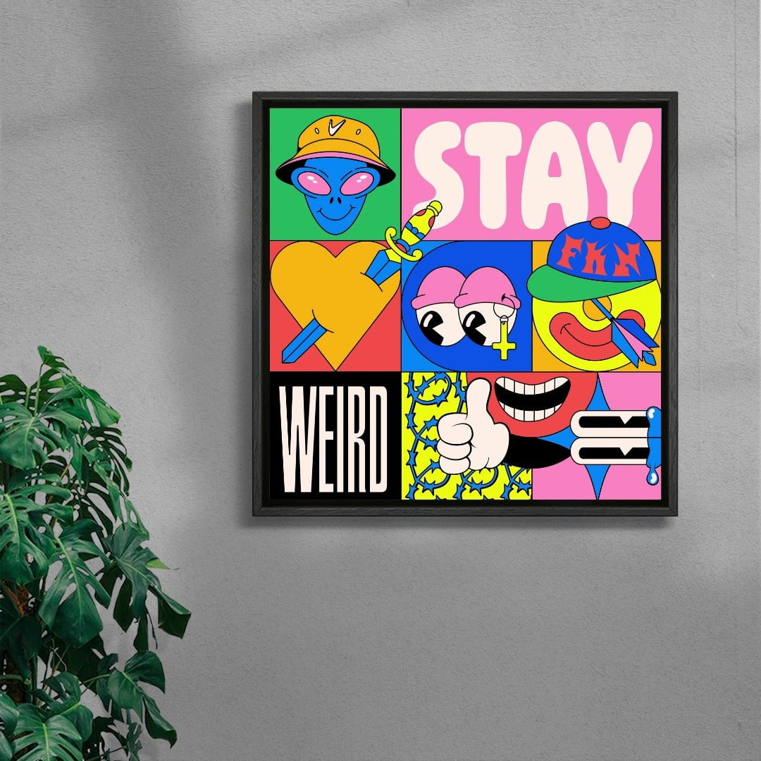 Stay weird contemporary wall art print by Ovcharka - sold by DROOL