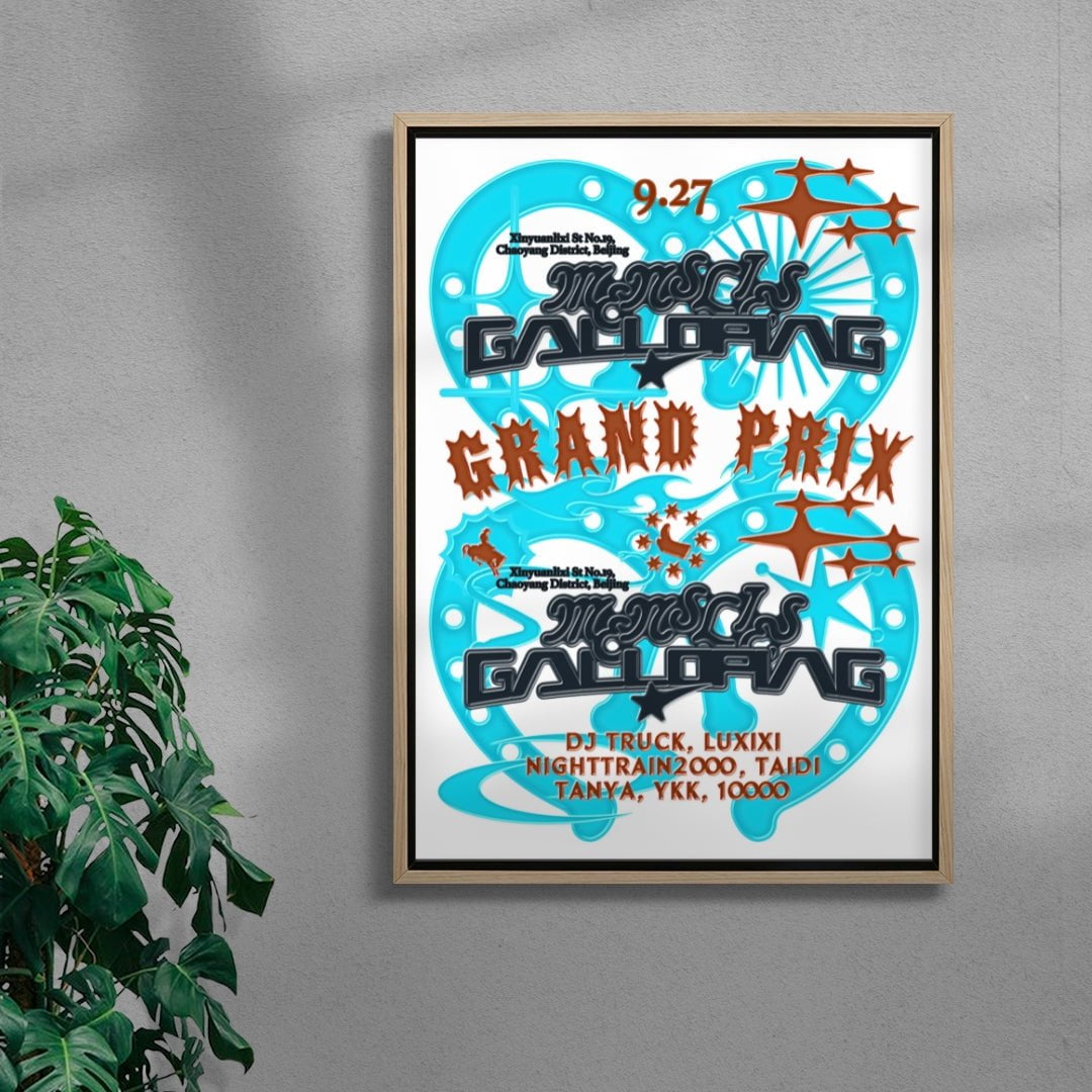 MENSLIES Galloping Grand Prix contemporary canvas art print by MENSLIES - sold by DROOL
