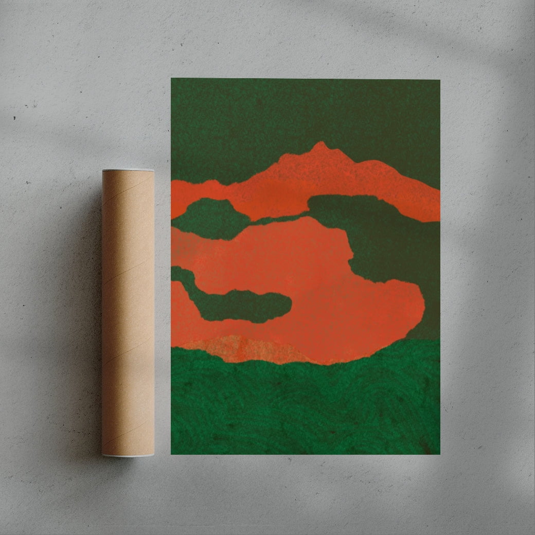 Emerald Midnight (triptych 1) contemporary wall art print by Lily Kong - sold by DROOL