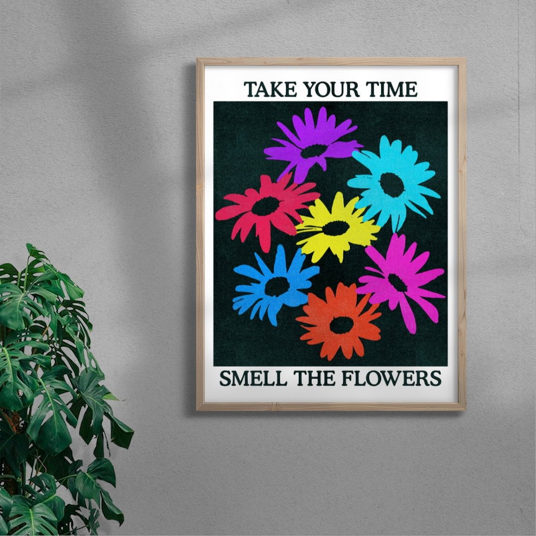 Take Your Time, Smell The Flowers contemporary wall art print by Othman Zougam - sold by DROOL