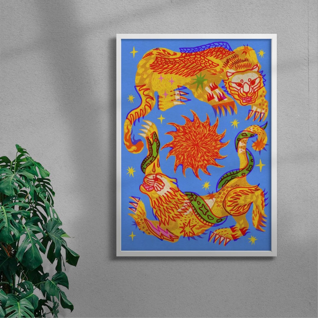 Celestial Cats contemporary wall art print by Kwonny - sold by DROOL