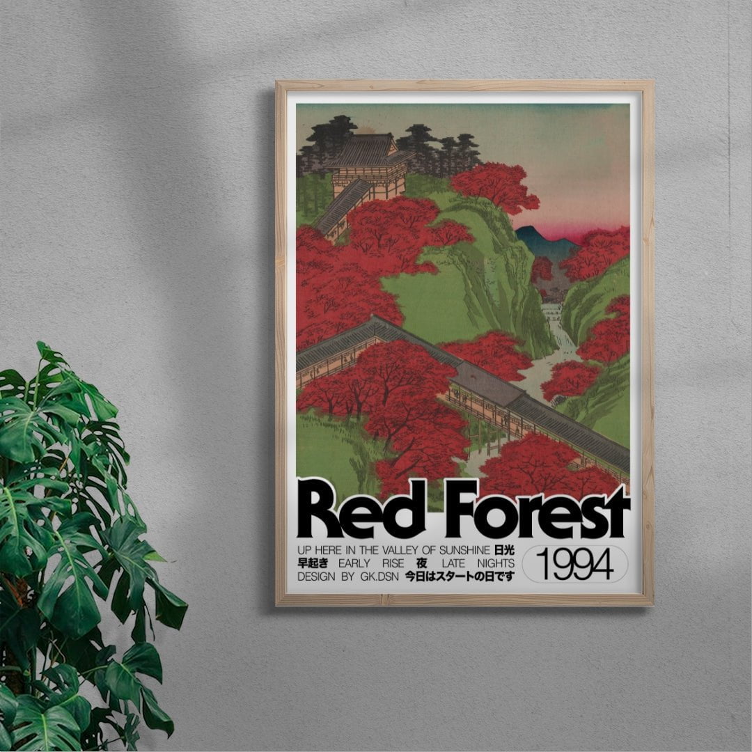 Red Forest contemporary wall art print by George Kempster - sold by DROOL