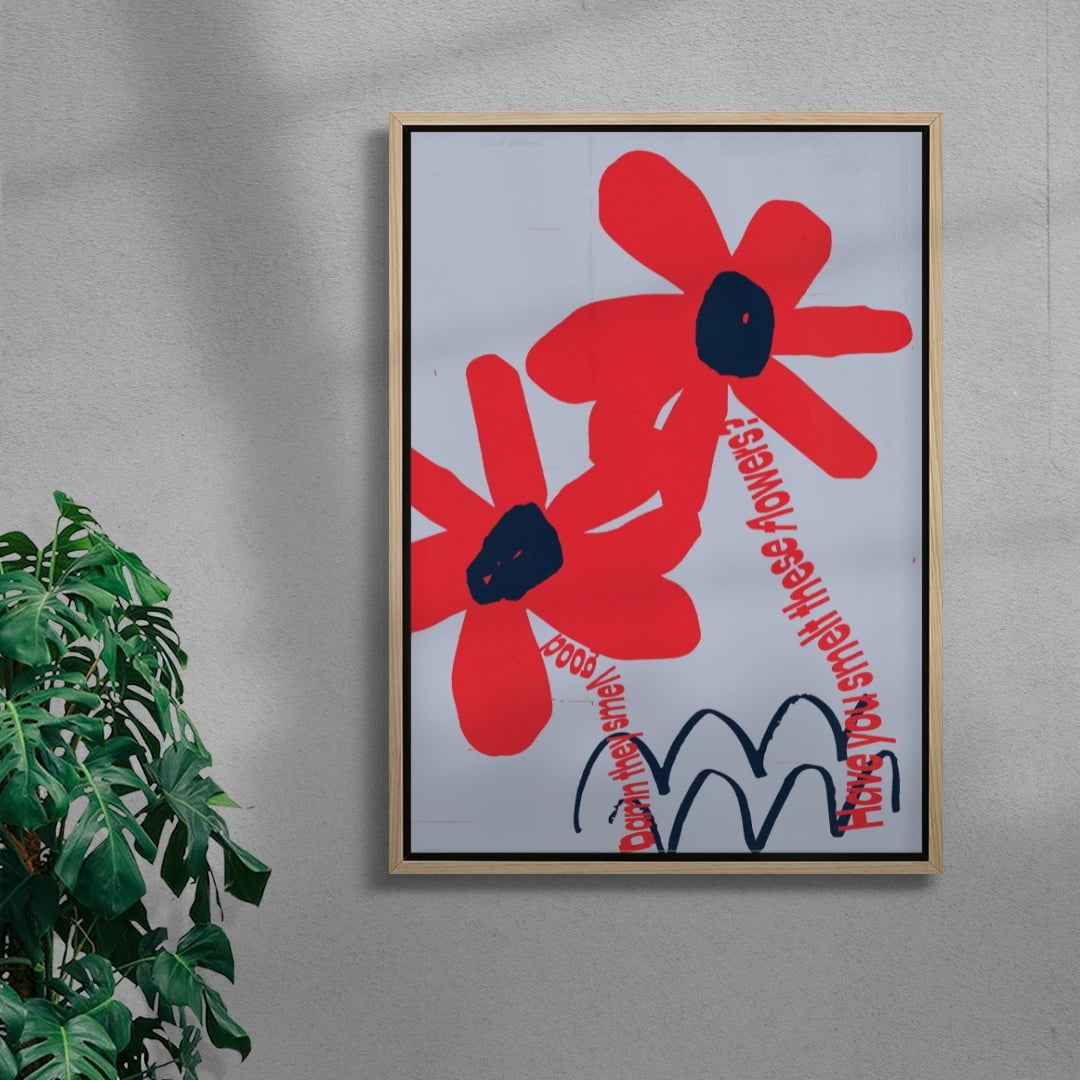 Have you smelt these flowers? contemporary wall art print by Lou Wang - sold by DROOL