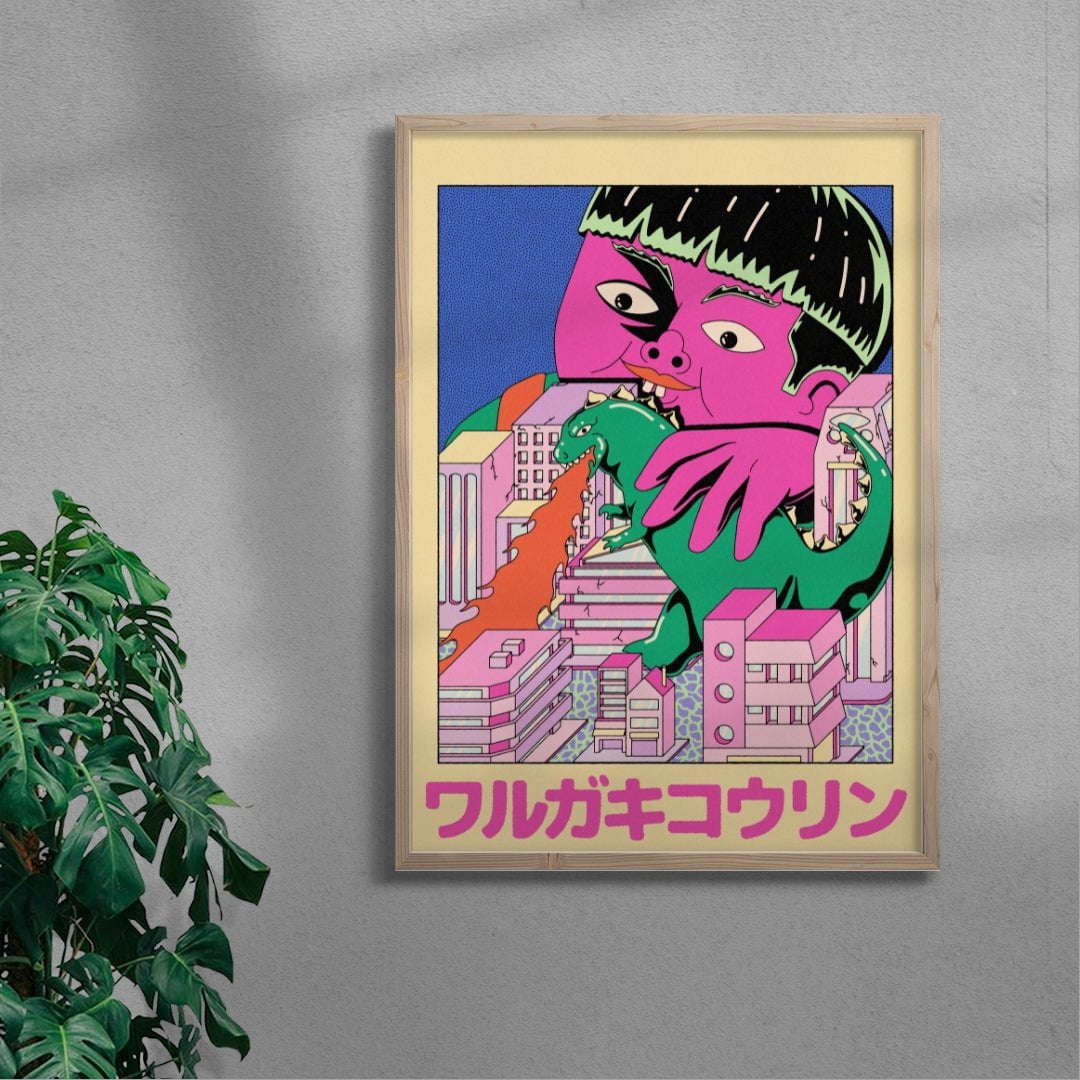 Kid Kaiju contemporary wall art print by Azaazelus - sold by DROOL