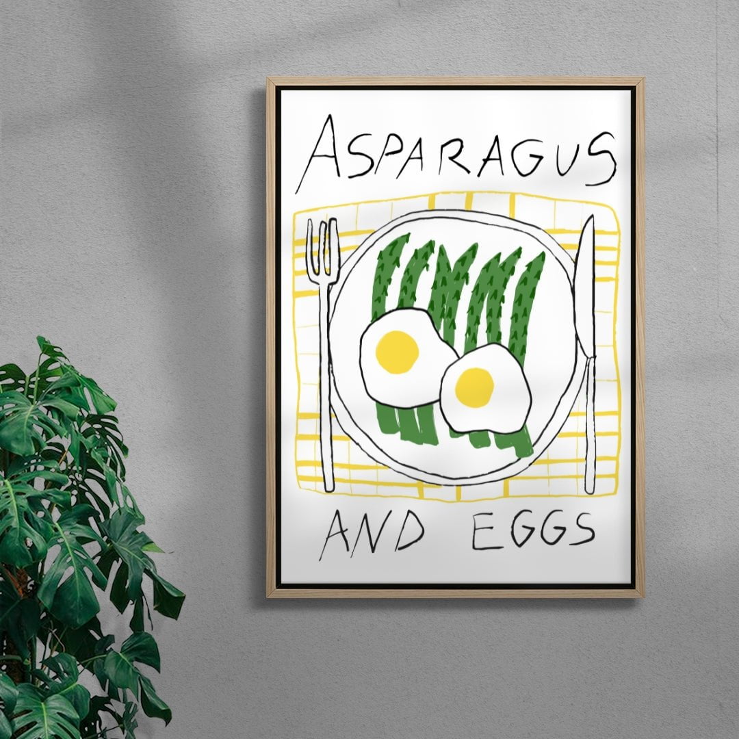 Asparagus & Eggs contemporary wall art print by DROOL Collective - sold by DROOL