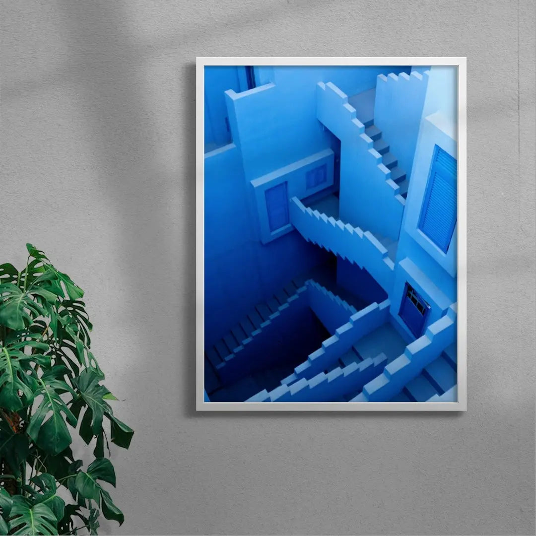 Blue Staircases contemporary wall art print by Igor Zacharov - sold by DROOL