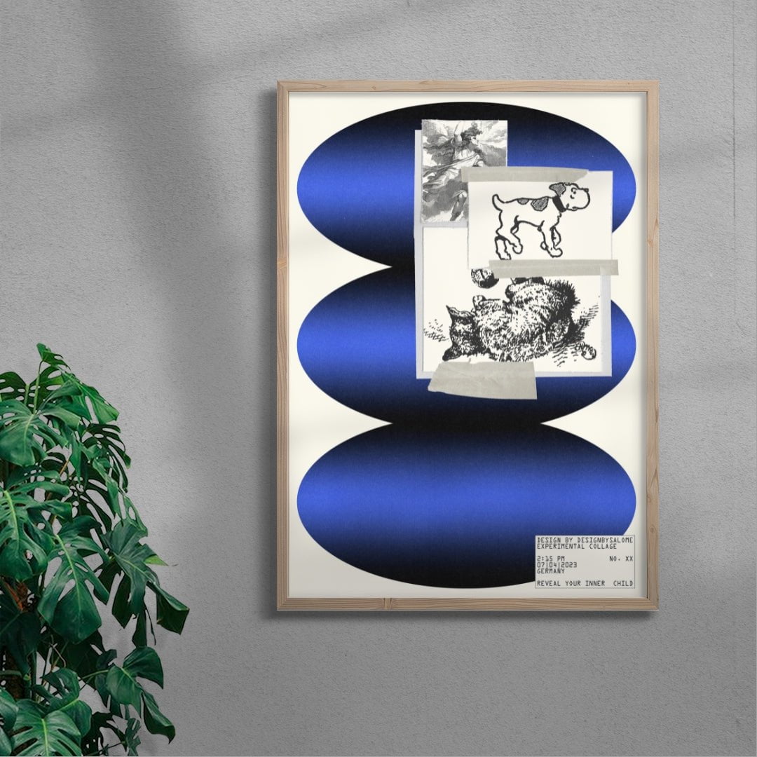 Inner Child Blue contemporary wall art print by Salome Frenzel - sold by DROOL