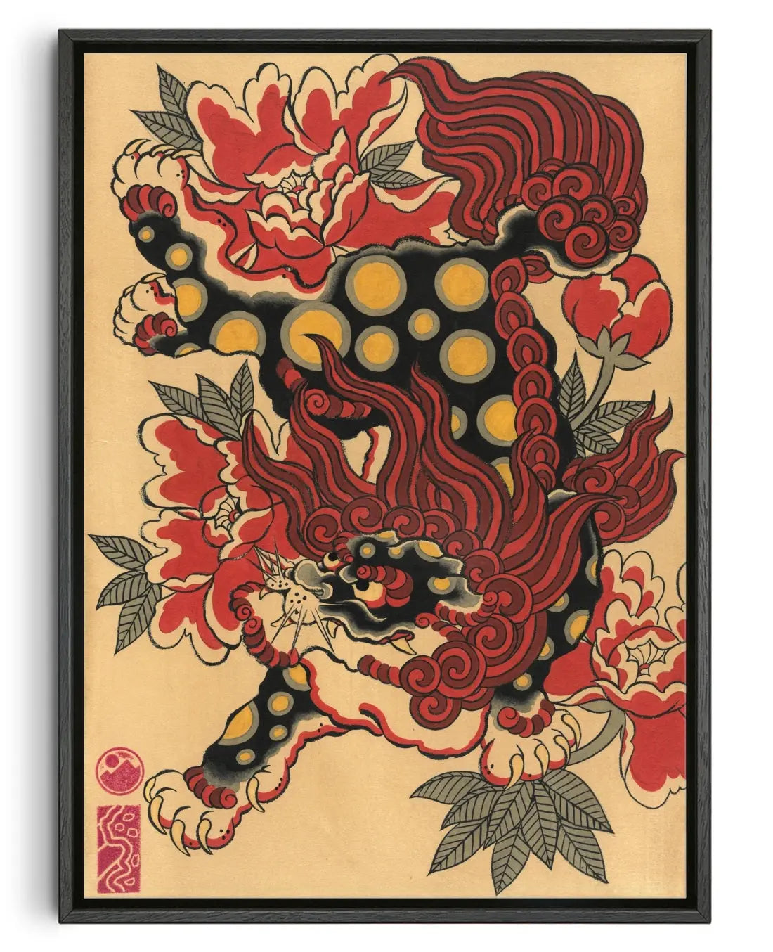 Karajishi & Peonies contemporary canvas print by Filipe Rocha - sold by DROOL