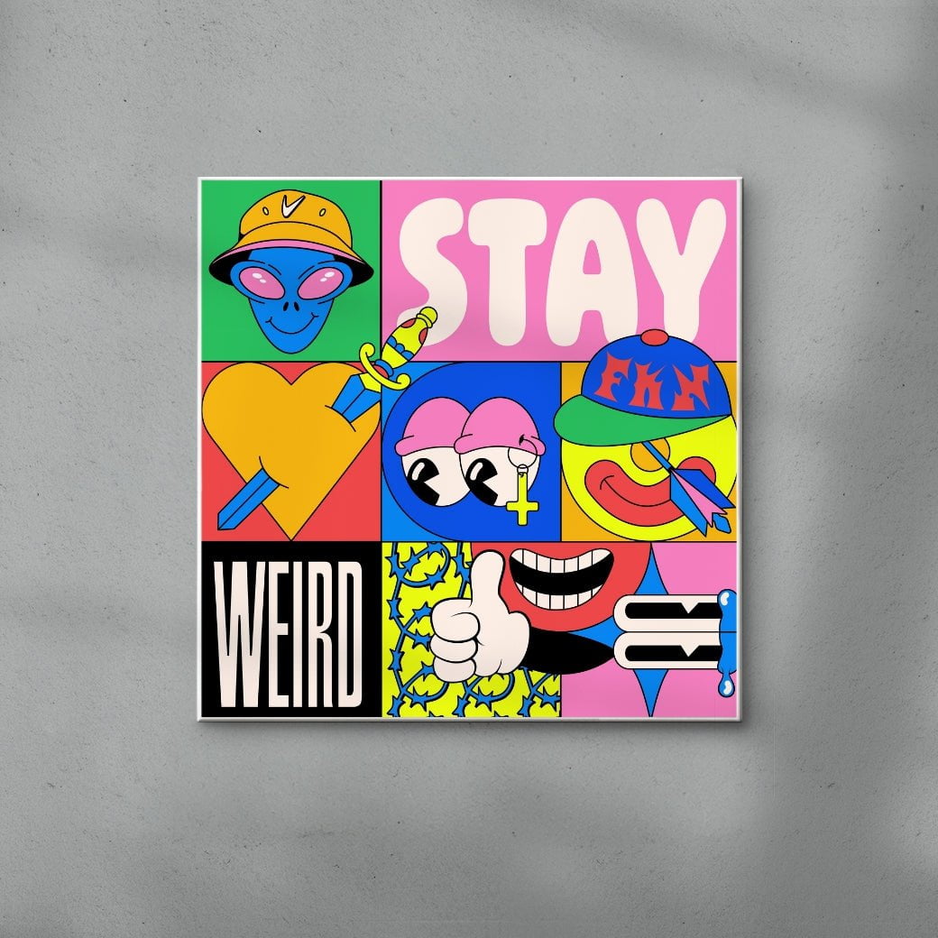 Stay weird contemporary wall art print by Ovcharka - sold by DROOL