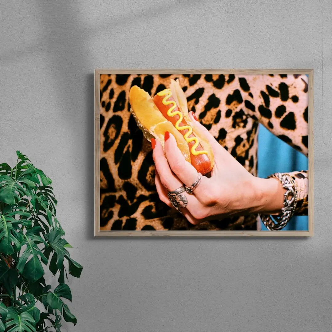 Bitten Hot Dog contemporary wall art print by Tyler Bowditch - sold by DROOL