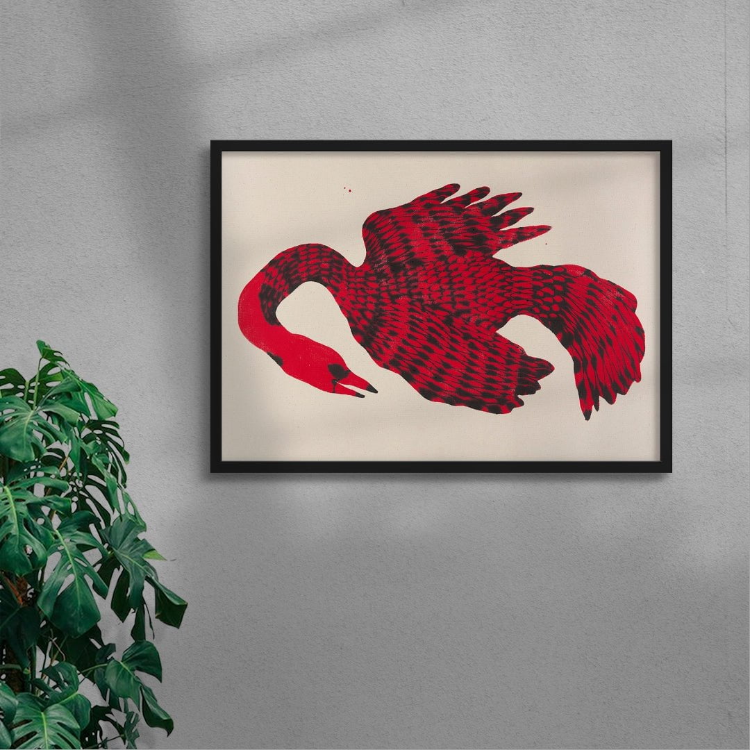 Bird In Red contemporary wall art print by Kwonny - sold by DROOL