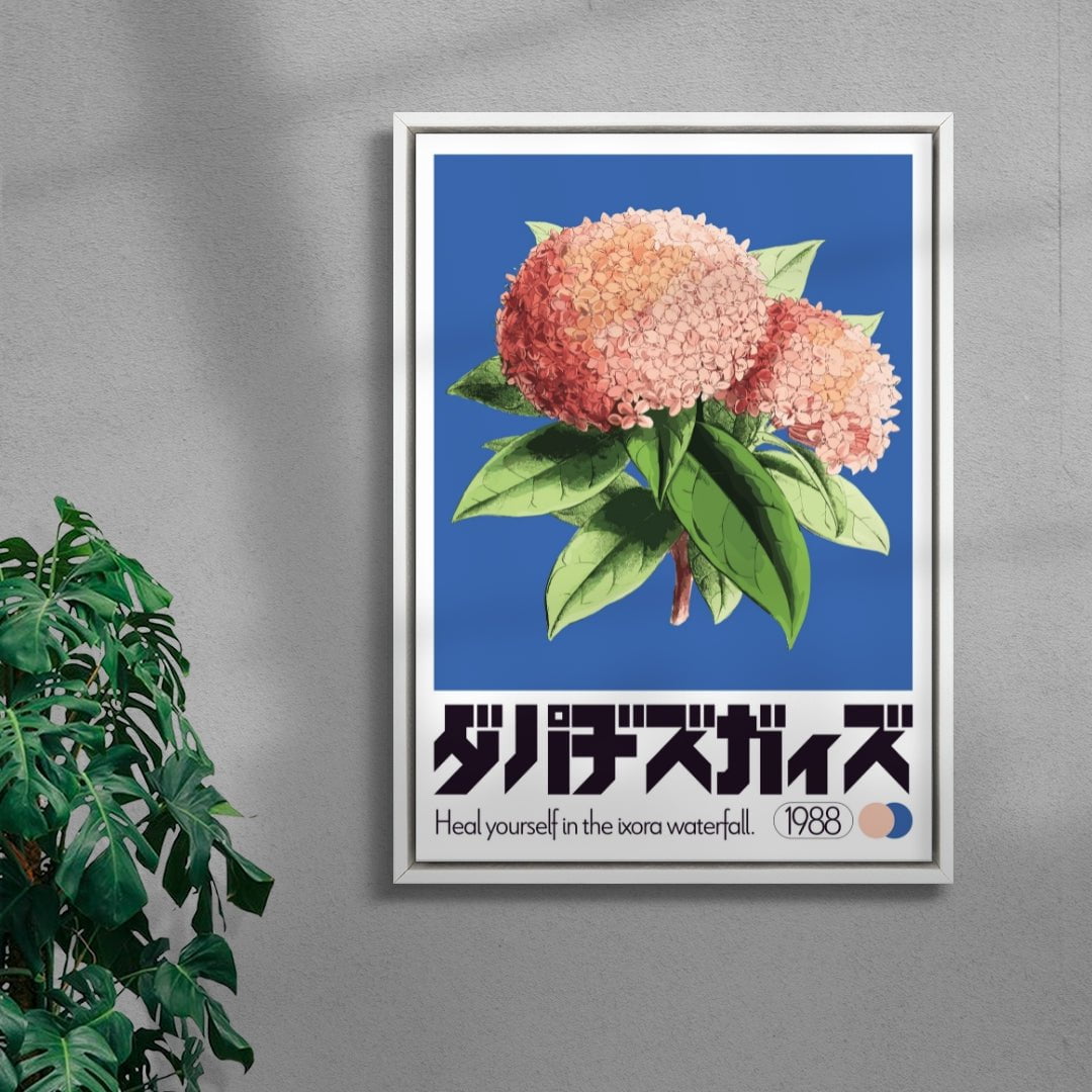 Ixora Waterfall contemporary wall art print by George Kempster - sold by DROOL