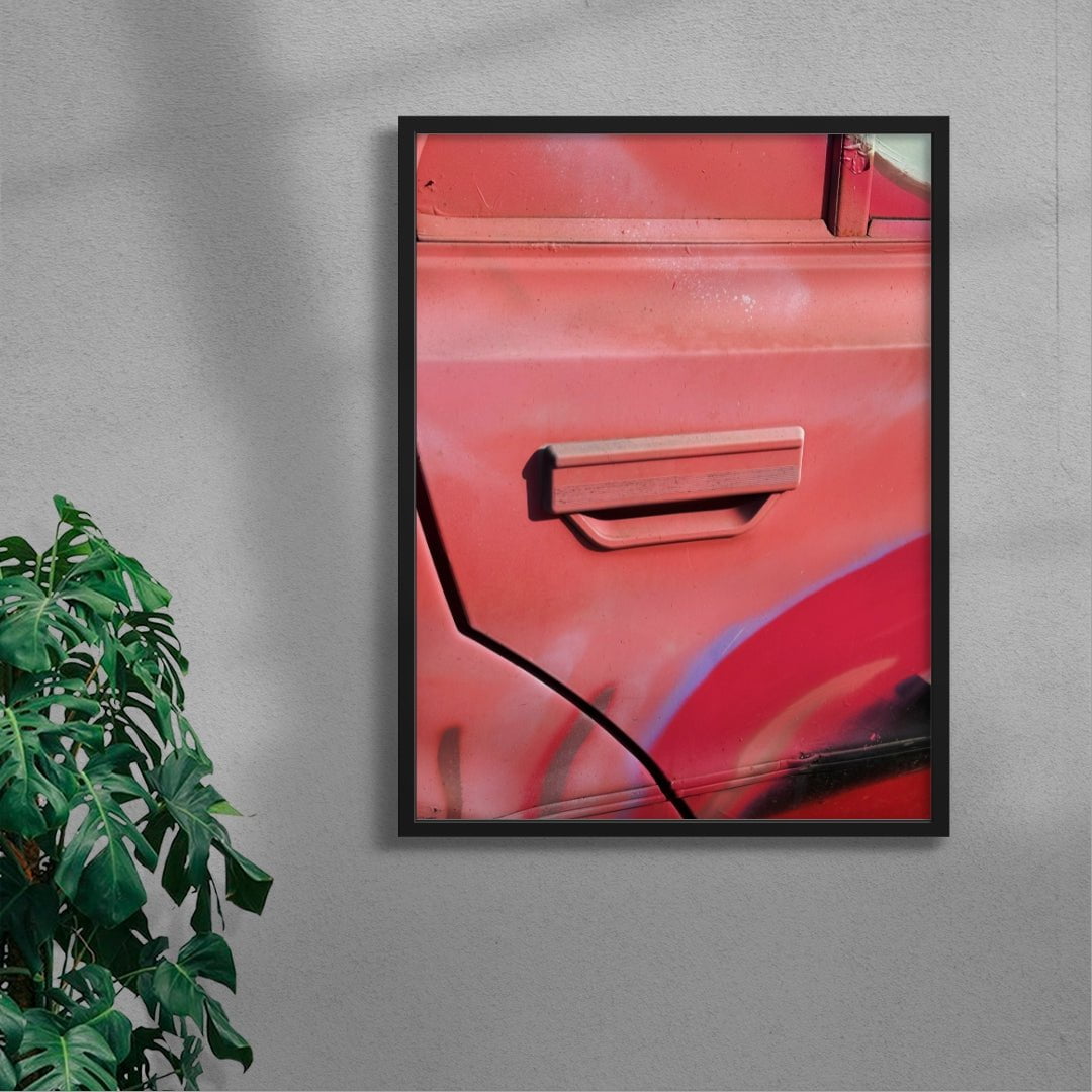 Pink Car contemporary wall art print by Burak Boylu - sold by DROOL