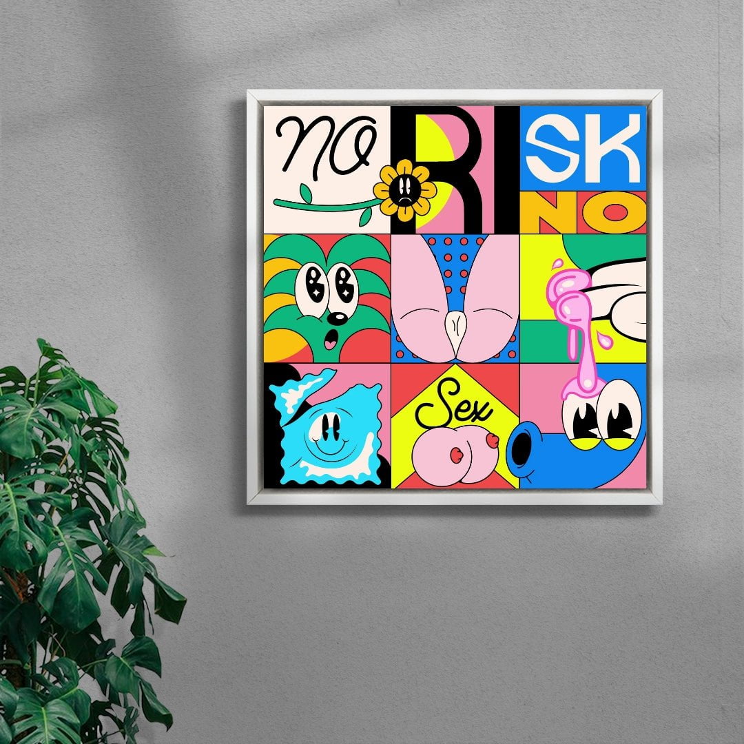 No risk no sex contemporary wall art print by Ovcharka - sold by DROOL