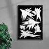 White birds contemporary wall art print by Konrad Grafik - sold by DROOL