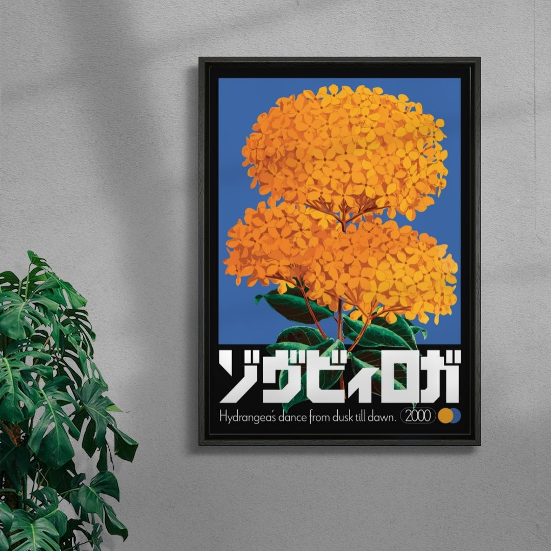 Hydrangea contemporary wall art print by George Kempster - sold by DROOL