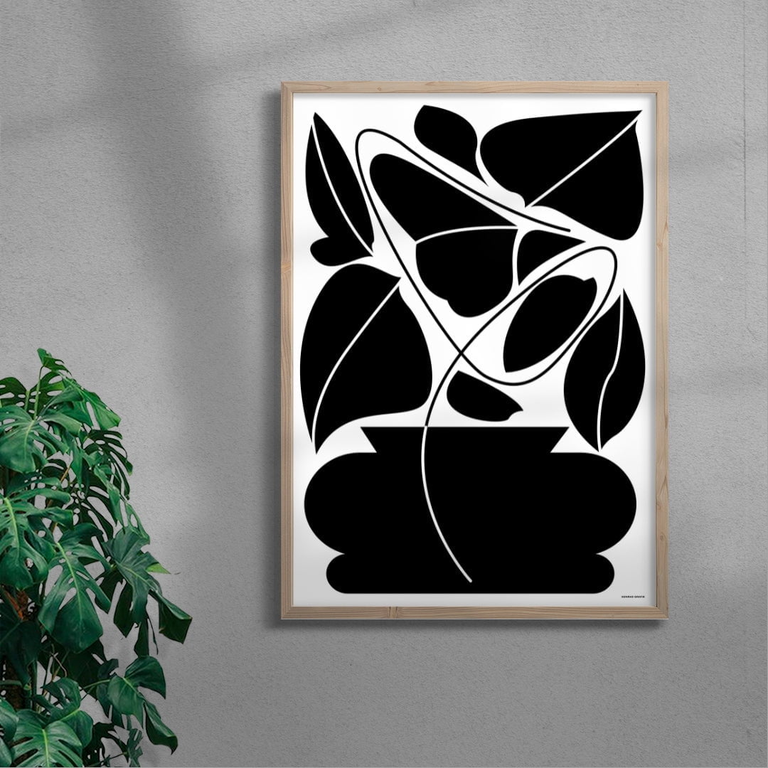 Potted plant contemporary wall art print by Konrad Grafik - sold by DROOL