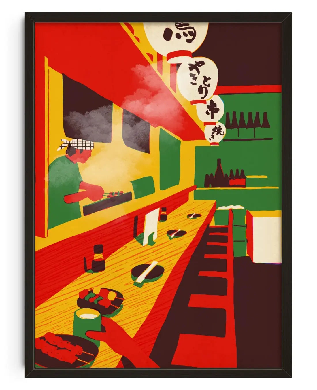 Late night at a yakitori bar. contemporary art print by Qi Ren - sold by DROOL