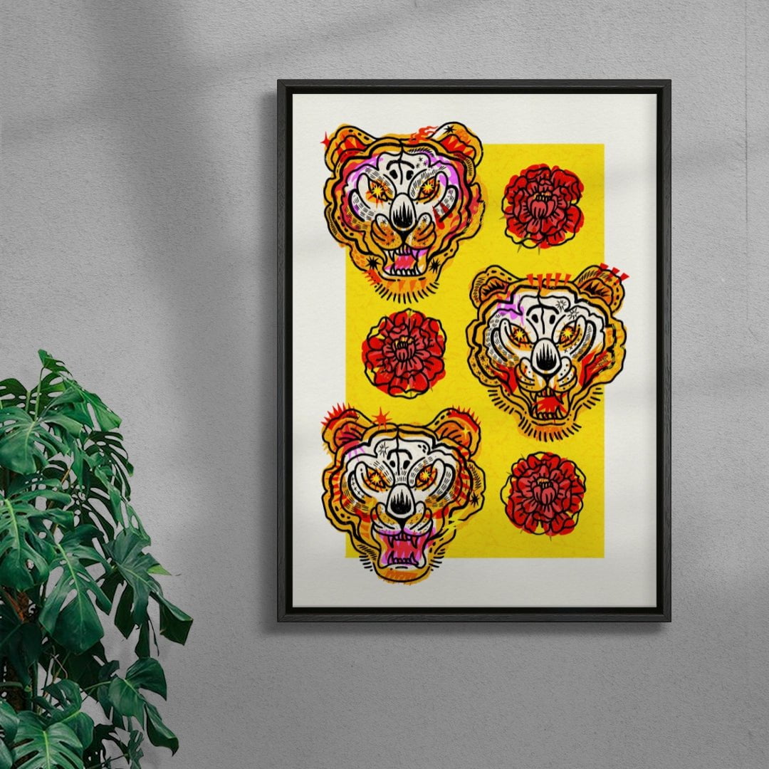 Electric Tigers contemporary wall art print by Kwonny - sold by DROOL