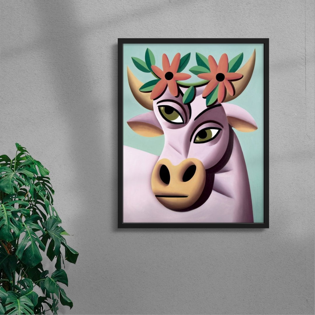 Bull contemporary wall art print by Juan de la Rica - sold by DROOL