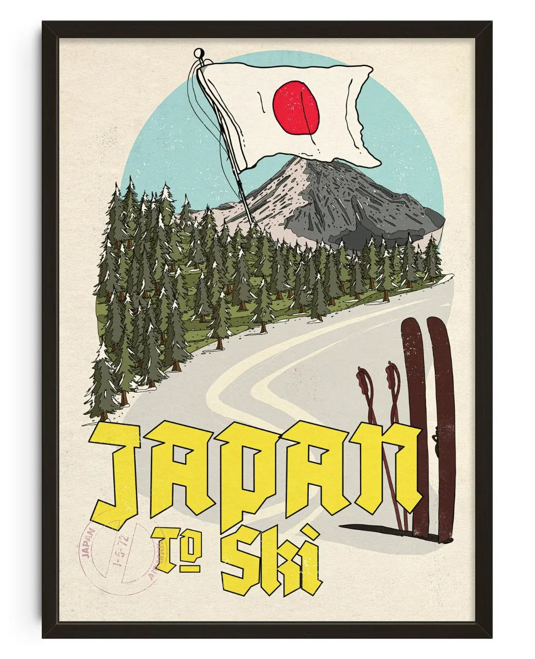 Japan Ski Adventure contemporary art print by Nicholas - sold by DROOL