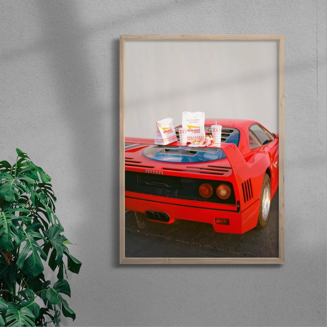 Ferrari F40 x In N Out contemporary wall art print by Chazzydawg - sold by DROOL