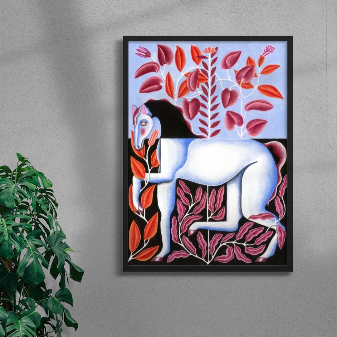 Baby Blue Horse contemporary wall art print by Carla Petelski - sold by DROOL