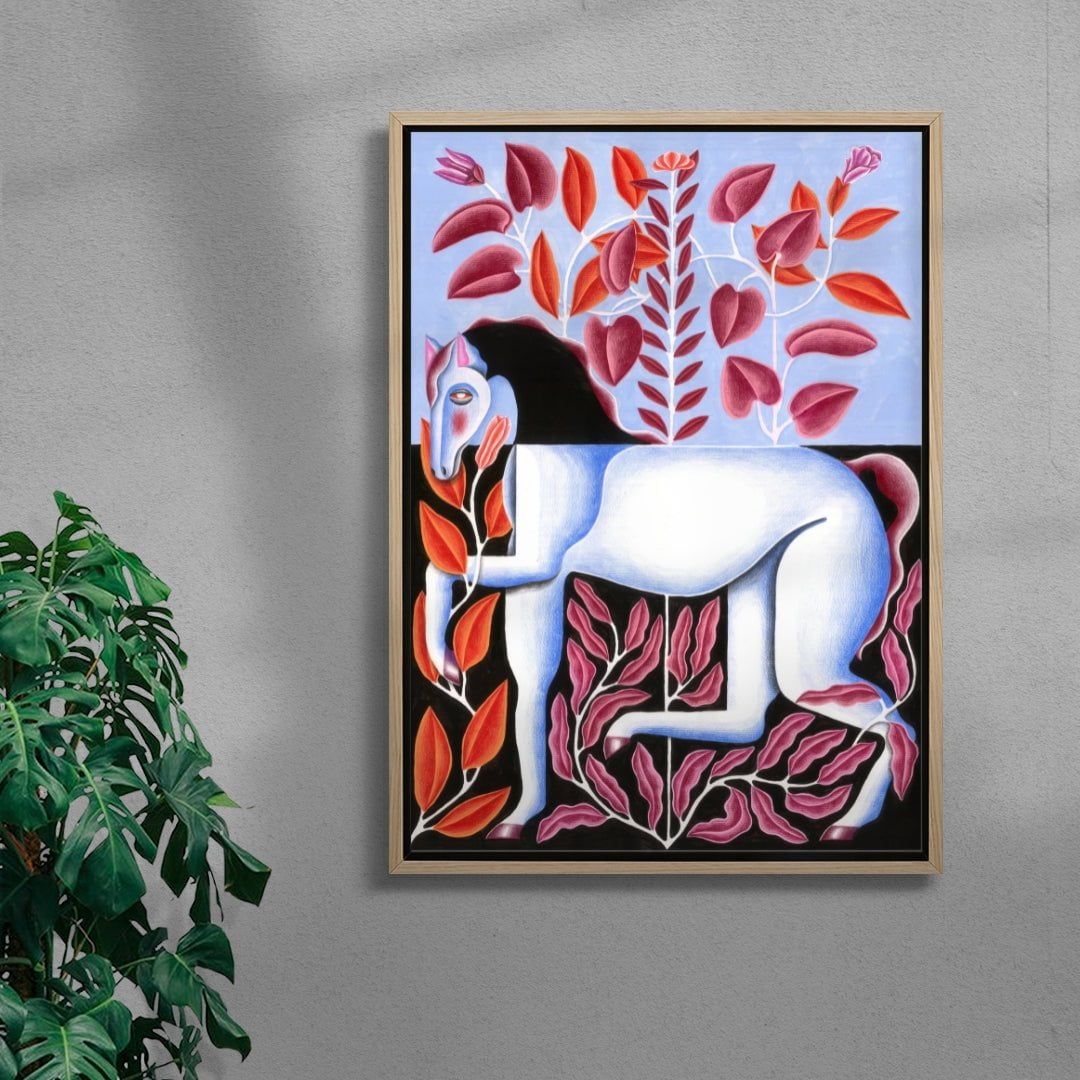 Baby Blue Horse contemporary wall art print by Carla Petelski - sold by DROOL