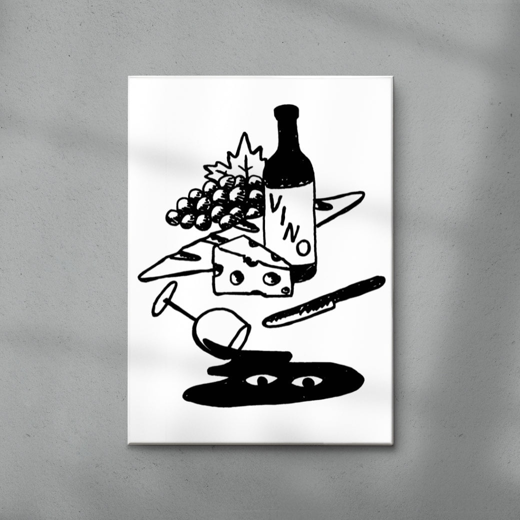 MAS VINO 2 contemporary wall art print by Max Blackmore - sold by DROOL