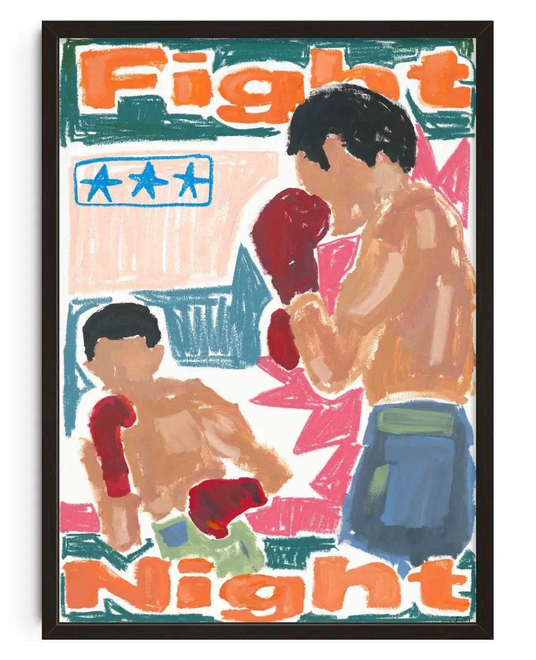 Fight Night contemporary art print by Caitlin Flood-Molyneux - sold by DROOL