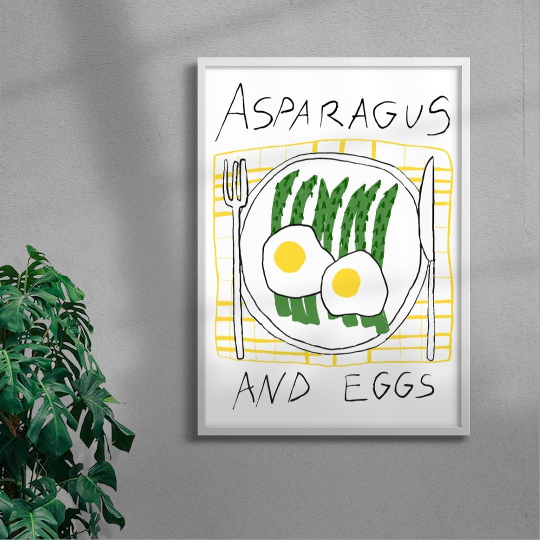 Asparagus & Eggs contemporary wall art print by DROOL Collective - sold by DROOL