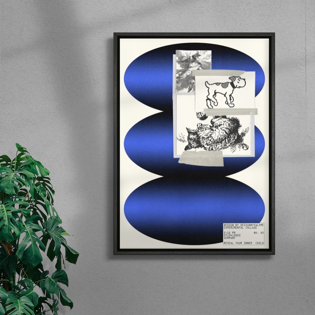 Inner Child Blue contemporary wall art print by Salome Frenzel - sold by DROOL