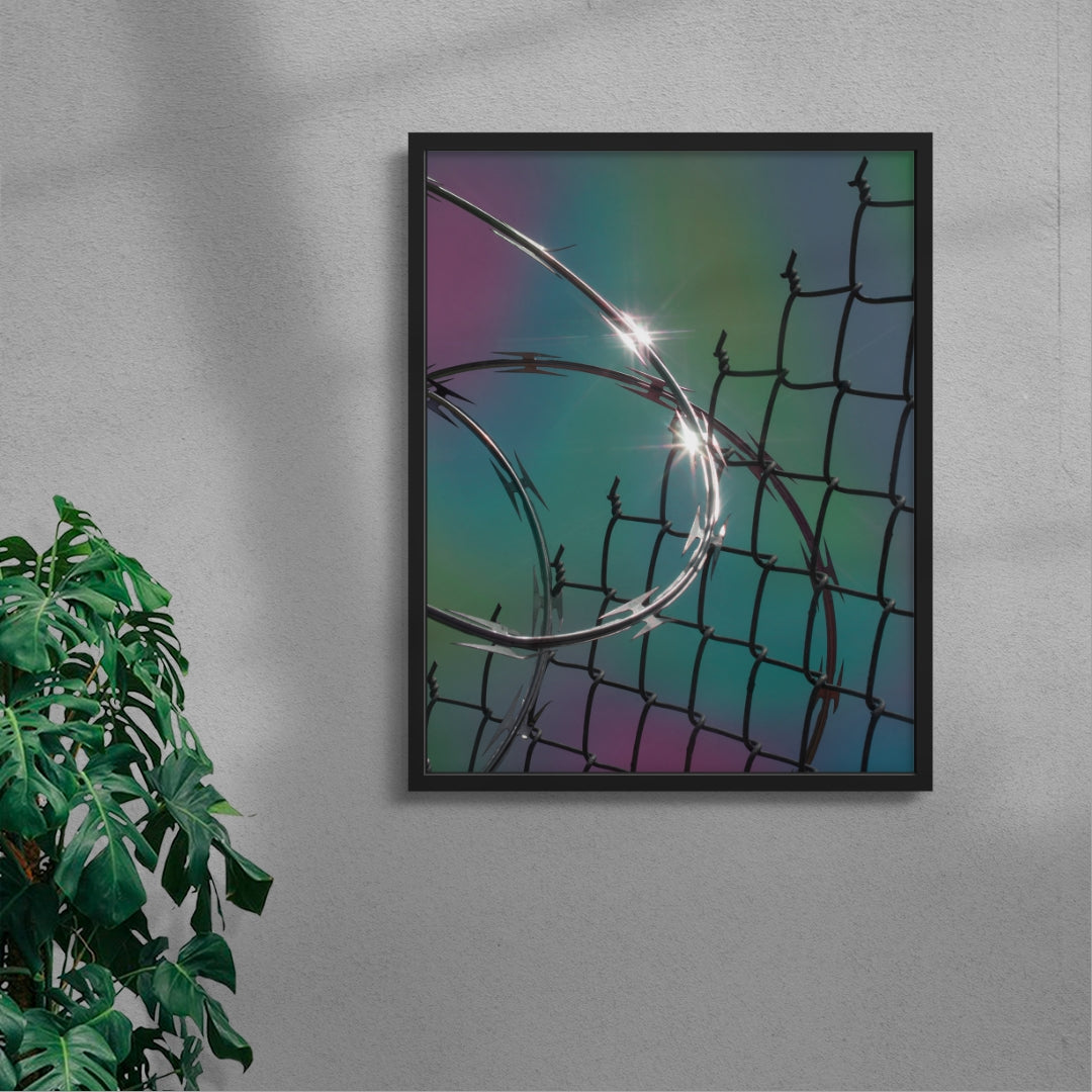 Between the Razor Wire contemporary wall art print by Jacob Mitchell - sold by DROOL