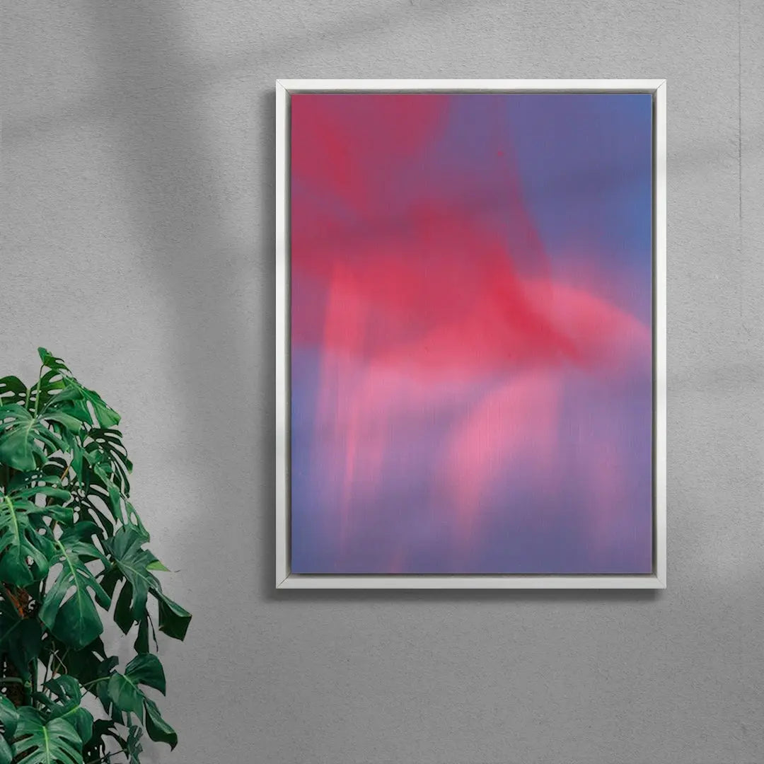 Abstraction in neon pink and red on blue