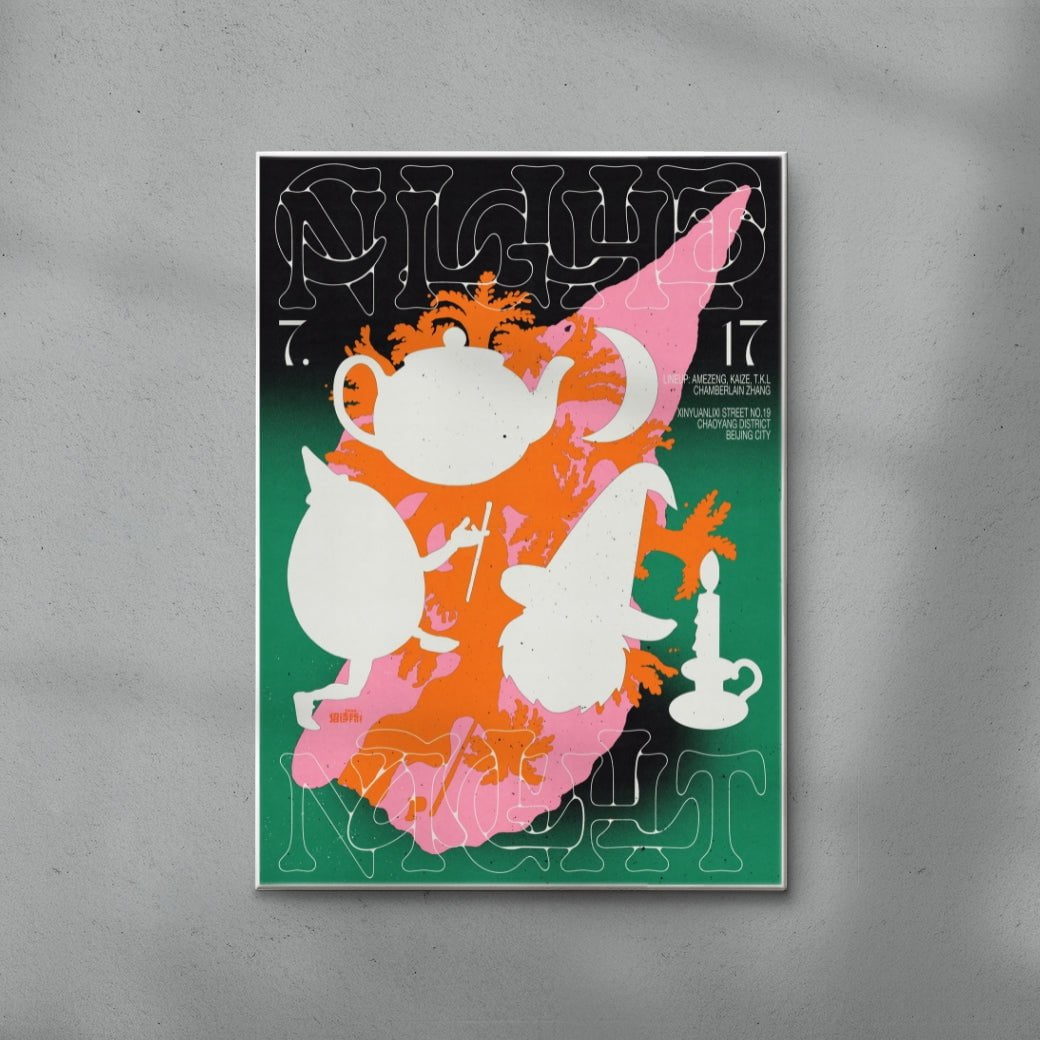 Clubnight All Night contemporary wall art print by MENSLIES - sold by DROOL