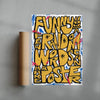Funny how a few random words can make a poster contemporary wall art print by Jorge Santos - sold by DROOL