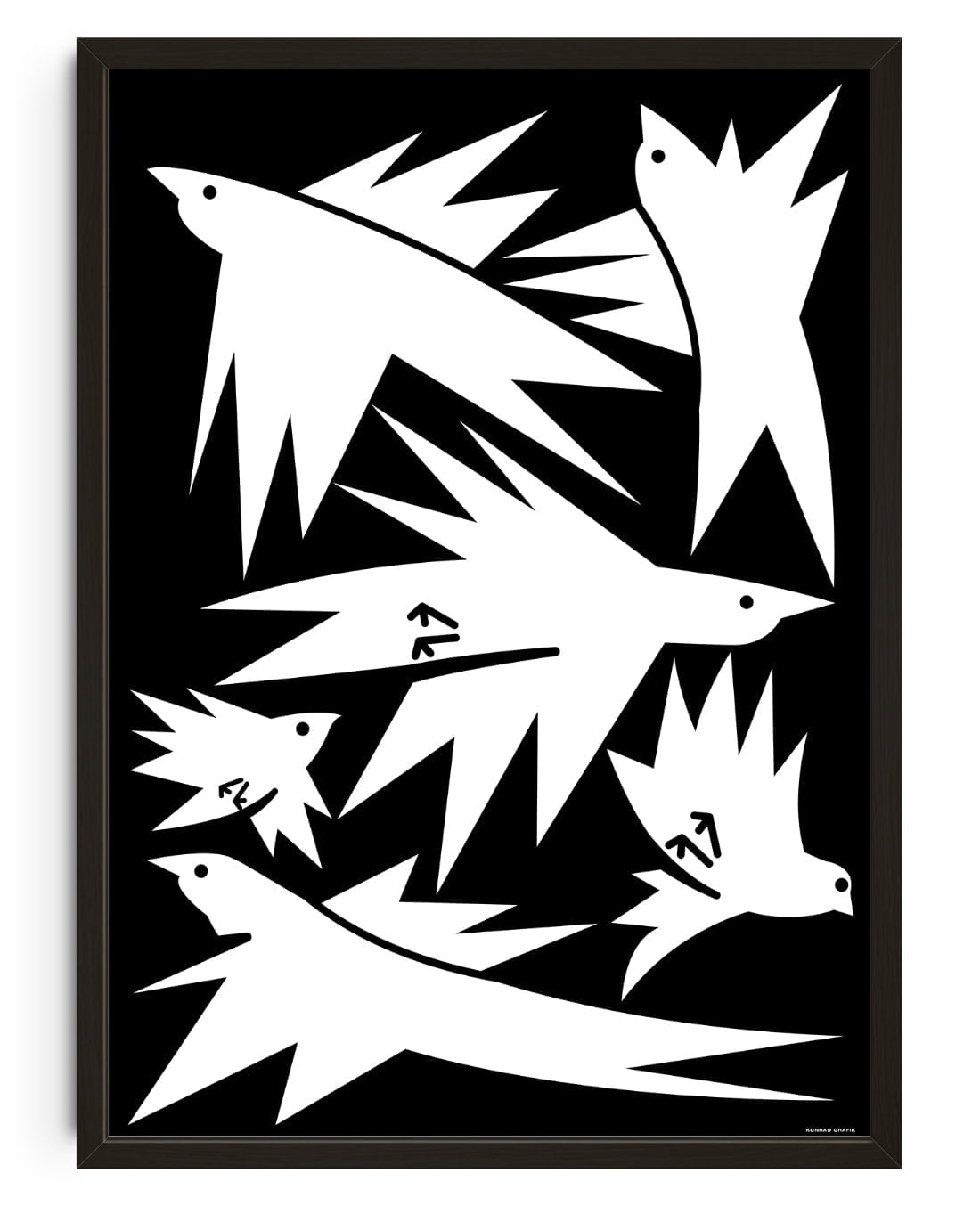 White birds contemporary wall art print by Konrad Grafik - sold by DROOL