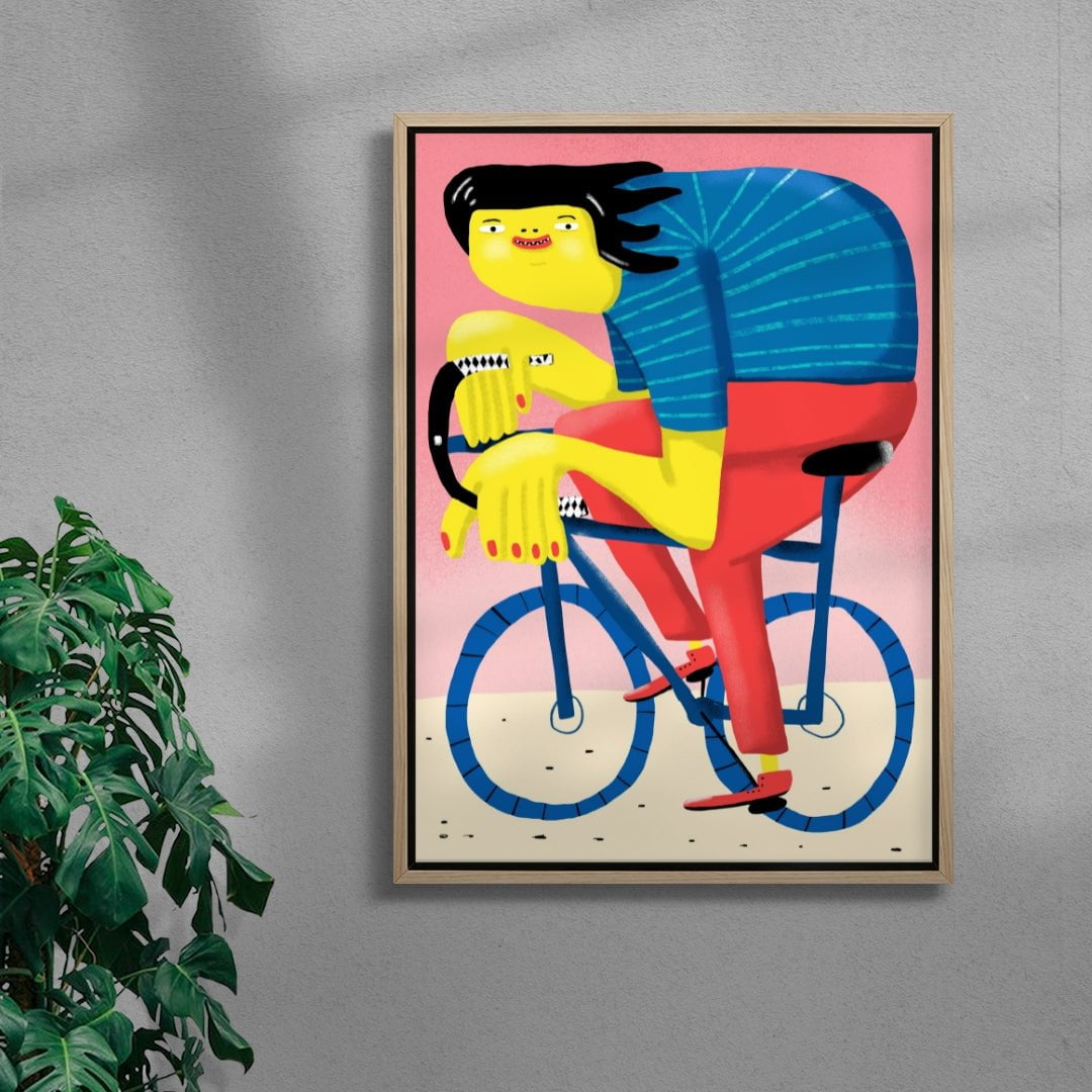 Happy Cycling contemporary wall art print by Nina Bachmann - sold by DROOL