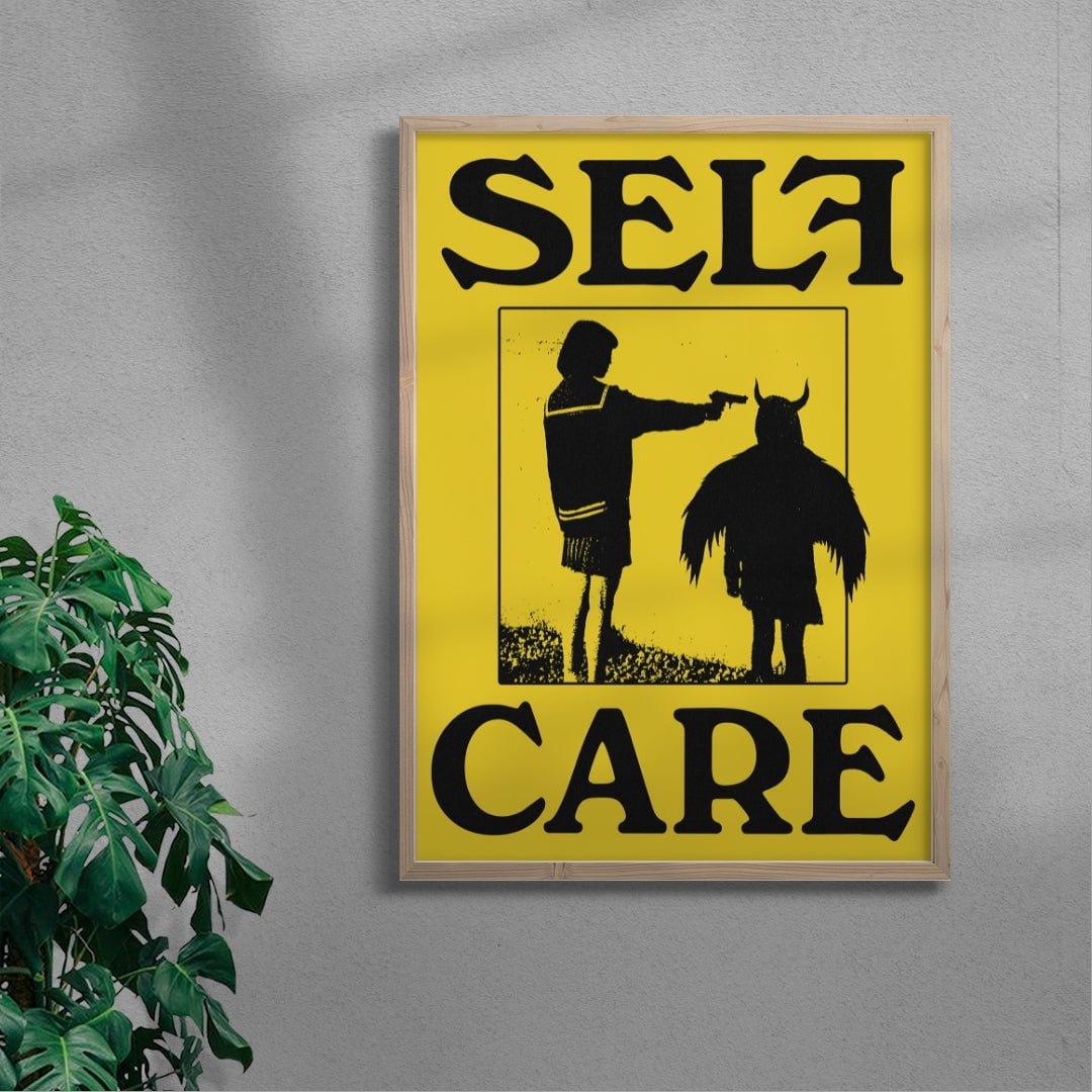 Self Care (Yellow) contemporary wall art print by Utsav Verma - sold by DROOL