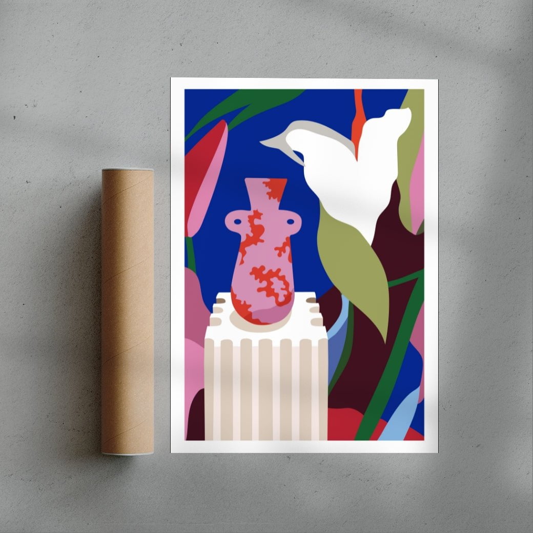 Lily Vase contemporary wall art print by Kim Van Vuuren - sold by DROOL